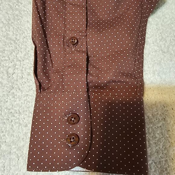 Steven by Steven Land Men’s Dress Shirt Brown Micro Dot Pattern 17 34/35 Modern - Picture 5 of 10